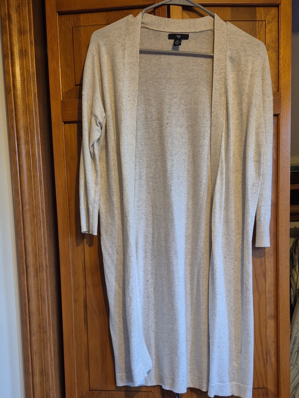 Gap Cream Open-Front Long Cardigan Sweater